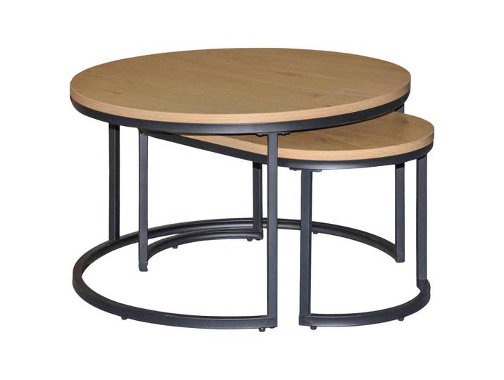 Mid.you Couchtisch Spiro, Schwarz, Wildeiche, Metall, rund, eckig, 70x42x70 cm, Wohnzimmer, Wohnzimmertische, Couchtische, Couchtische rund