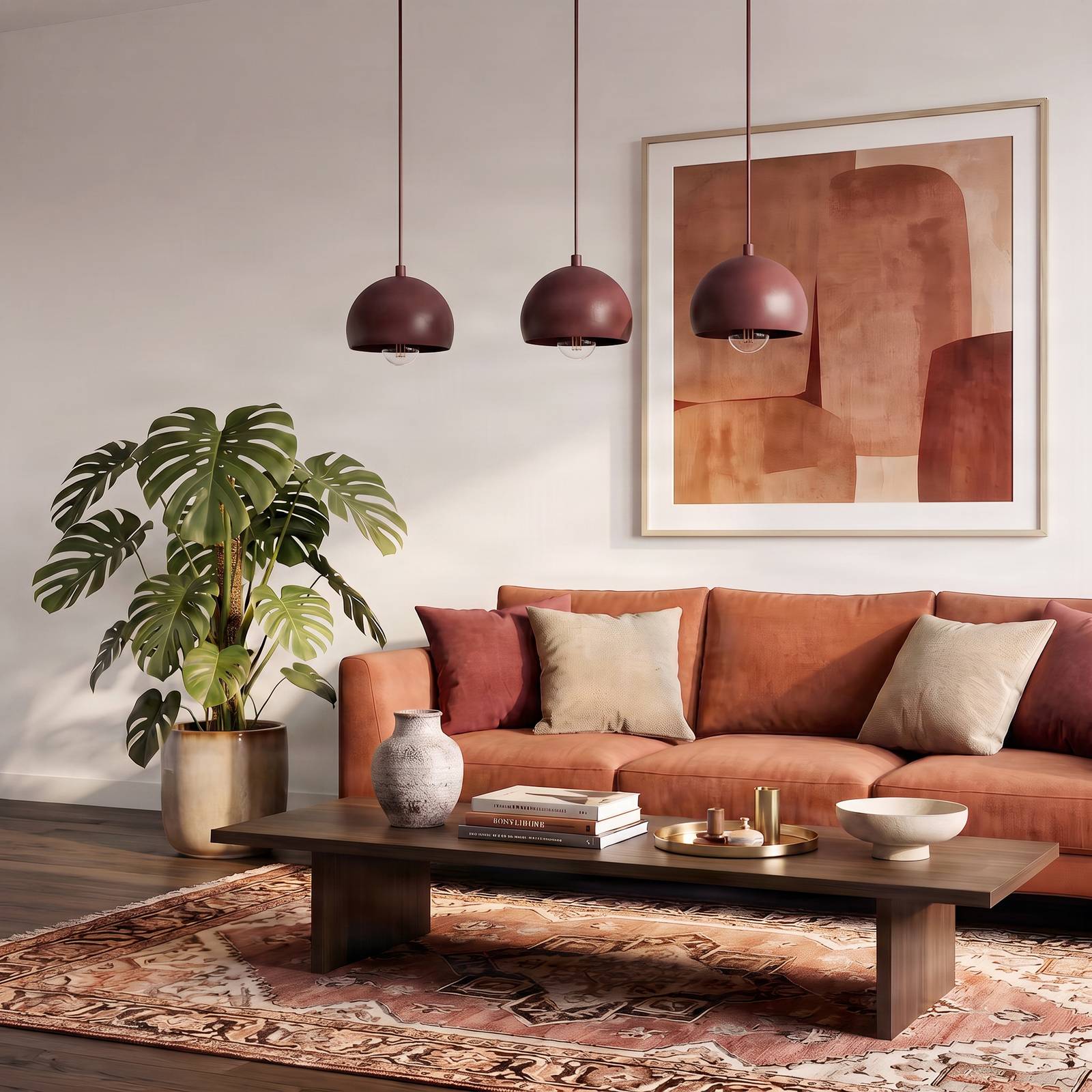 Hängelampe Sool Luminex, dimmbar, rot, für Wohn- / Esszimmer, Metall, Pendelleuchte