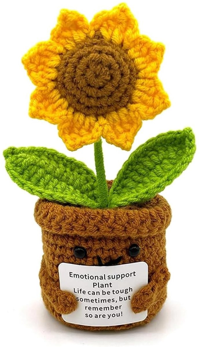 Dailygoods Zonnebloem Decoratie Handgemaakt - Pluche - 14 cm