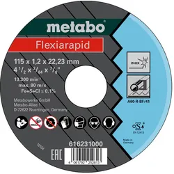 Metabo Flexiarapid Inox, Trennscheibe, gerade Ausführung - 616231000