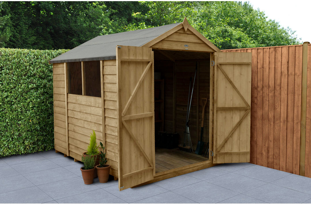 Forest Garden 4Life 6x8 Pressure Treated Apex Shed Natural 182.9cm W X 243.8cm D X 210.3cm H