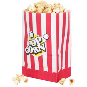 FunX Popcorn-Tüten FX-06208 rot/weiß, aus Kraftpapier, 1 Liter, 80 Stück