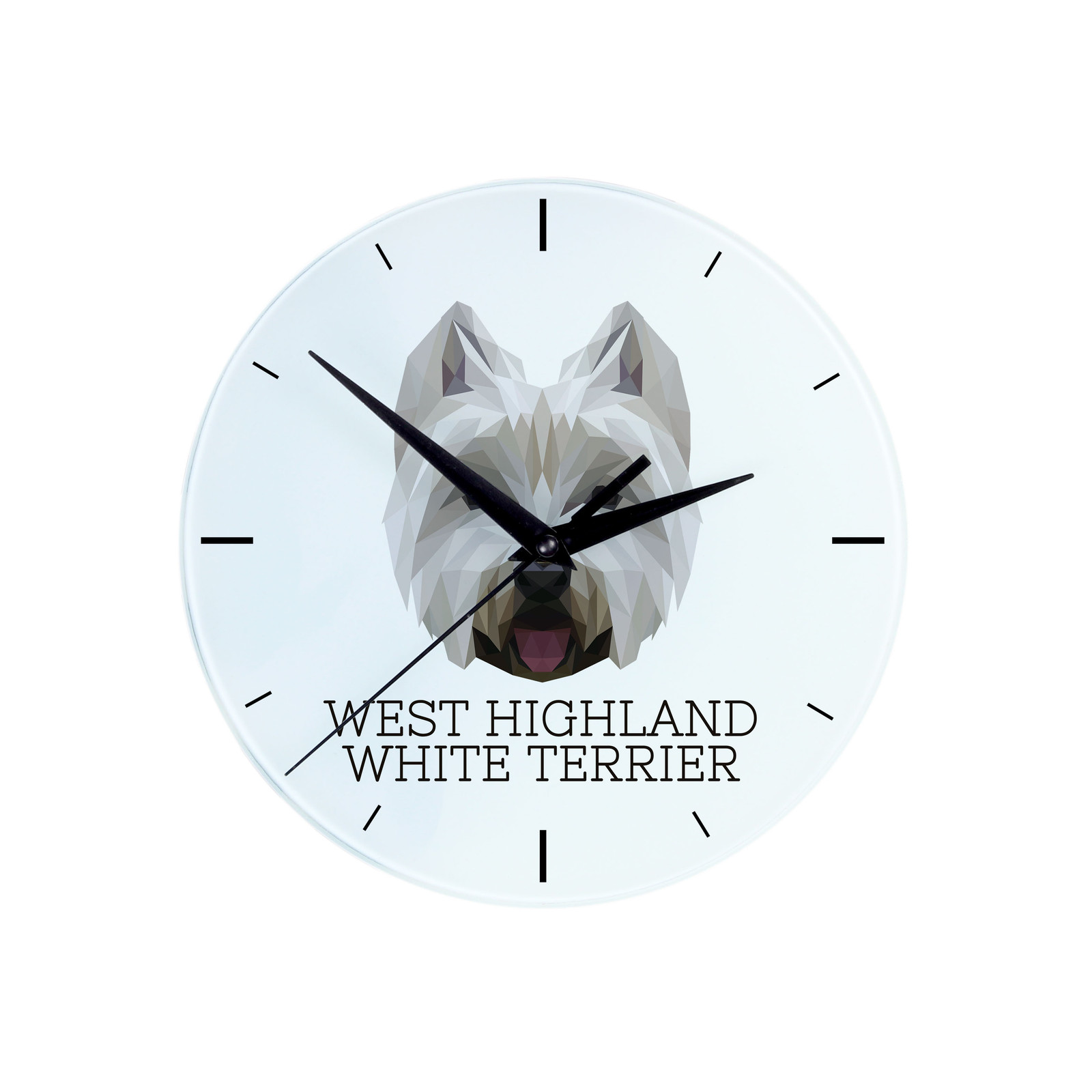 Art-Dog Geometrische Wandklok West Highland White Terrier - Wit