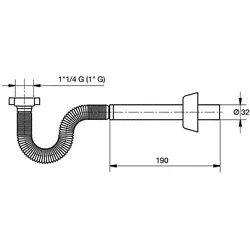 Röhrensiphon flexibel 230mm 11/4''x32mm PP/ABS Farbe: Weiß