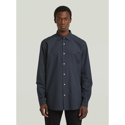 Langarmshirt G-STAR "One Pocket Regular Hemd", Herren, Gr. S, schwarz (india ink bold stripe), Obermaterial: 100% Baumwolle, Shirts Langarmshirt