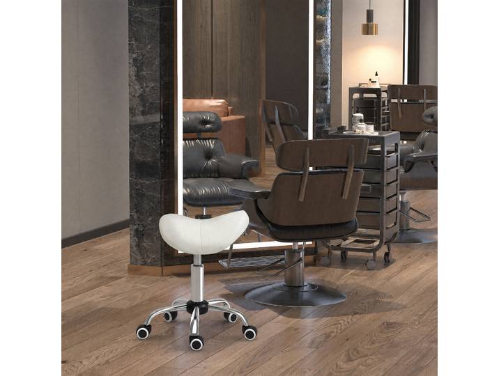 HOMCOM Tabouret Massage Selle Ergo Pivotant Blanc
