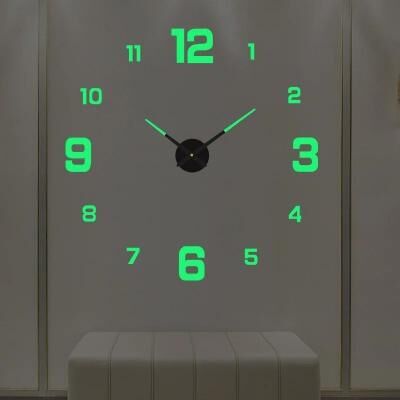 Uplift Essentials 3D Luminous DIY Frameless Wall Clock Modern Silent Digital Clock Wall Stickers For Home & Office Decor 063 Luminous 3d Gallery 37 In (90 Cm)