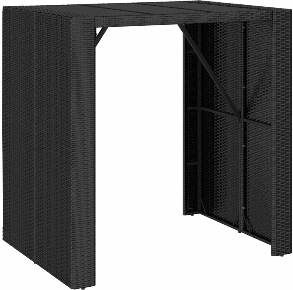 Ebern Designs Lavel Rectangular Glass Steel Outdoor Bar Table 80 cm D Black 110cm H x 105cm L x 80cm D