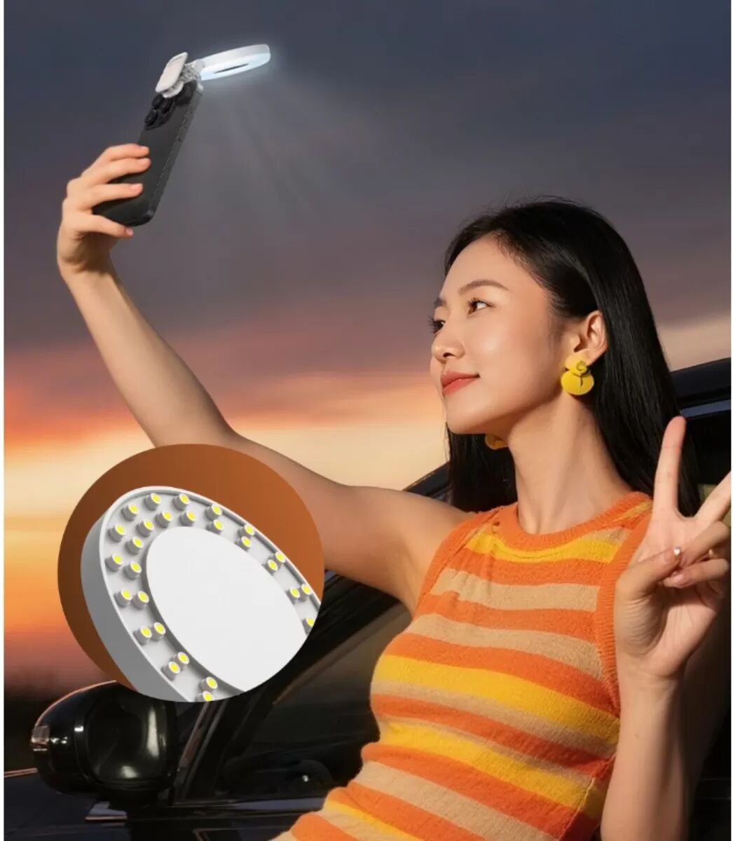 INF Flash magnétique pour téléphone et éclairage d'appoint pour selfies - Éclairage d'appoint 15 W, flash 3 W, fixation