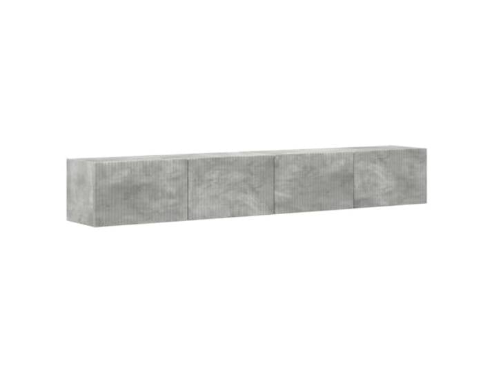 LKJephalotrope TV Wandschrank 2er Set Beton 98 x 31 x 29,5 cm Wandhängendes Lowboard Set in Beton-Optik für Schlafzimmer & Wohnbereich mit Klapptüren und vier Regalböden.