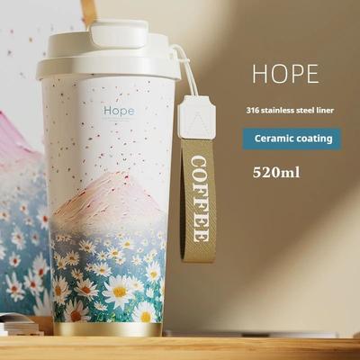 Uplift Essentials Stainless Steel Vacuum Insulated Travel Tumbler With Floral Pattern For Hot And Cold Drinks hope Snow Mountain