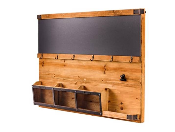 Riess Ambiente Wandboard Heritage - 80cm - Natur - Metall Holz Sonnendesign Montiert geliefert, praktischer Stauraum, natürliche Maserung, hochwertige Metalloptik, Leinenbezug