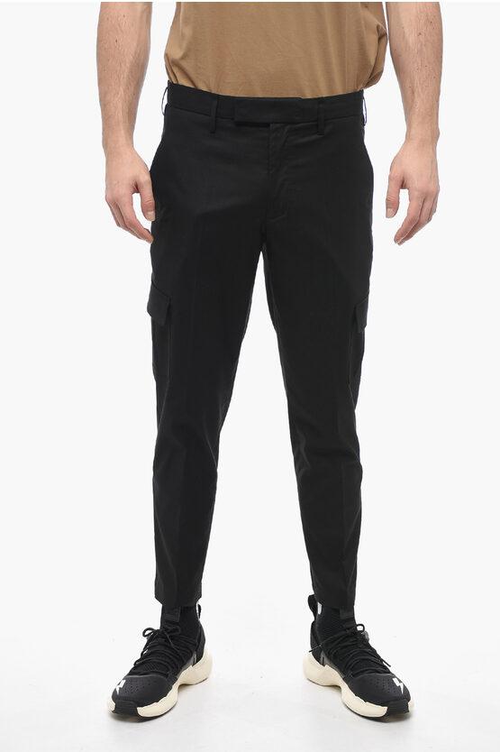 NATE Skinny Fit Cargohose mit verstecktem Verschluss in Schwarz