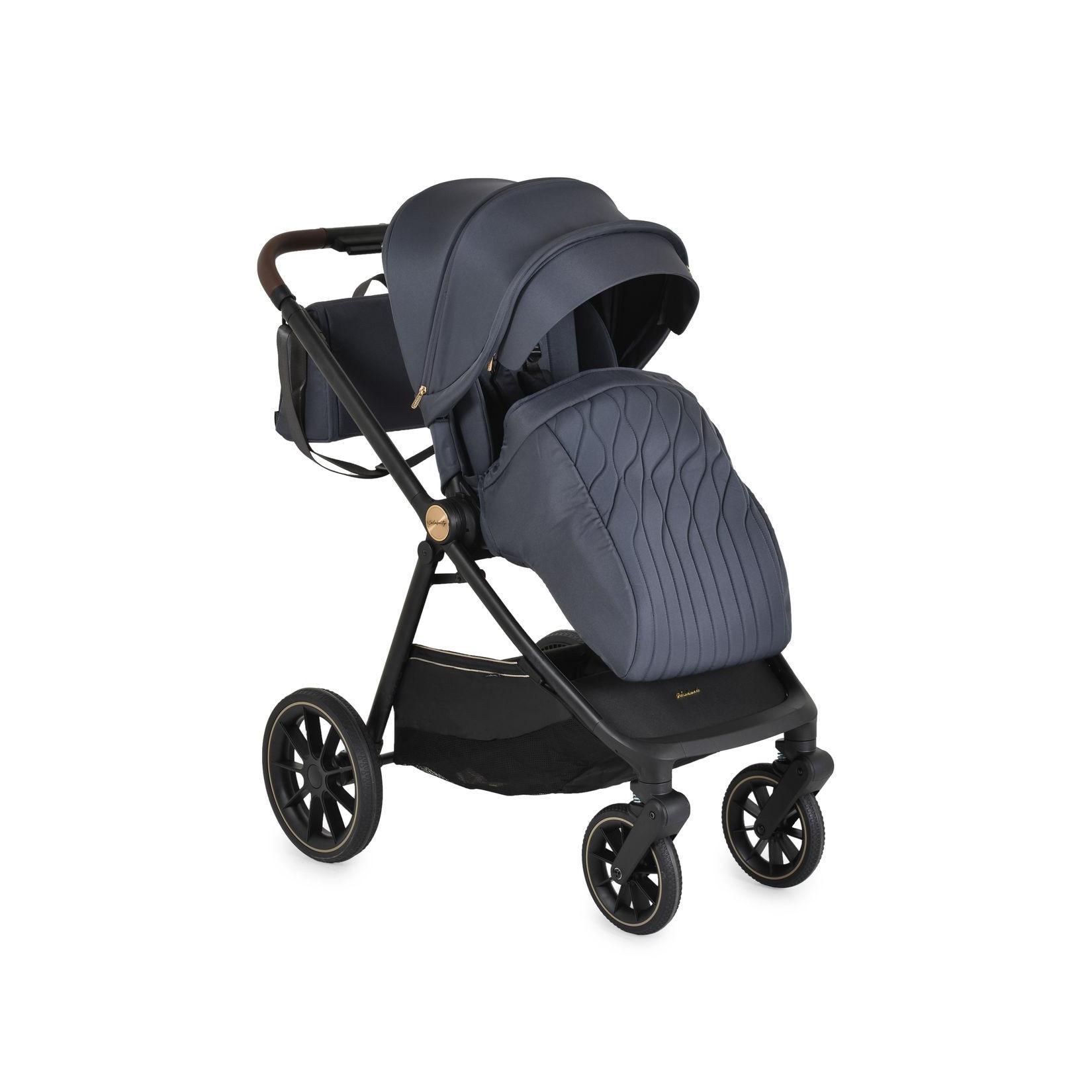 Cangaroo Kombikinderwagen Celebrity 2 in 1 Stoßdämpfer PU-Rollen Wickeltasche dunkelgrau