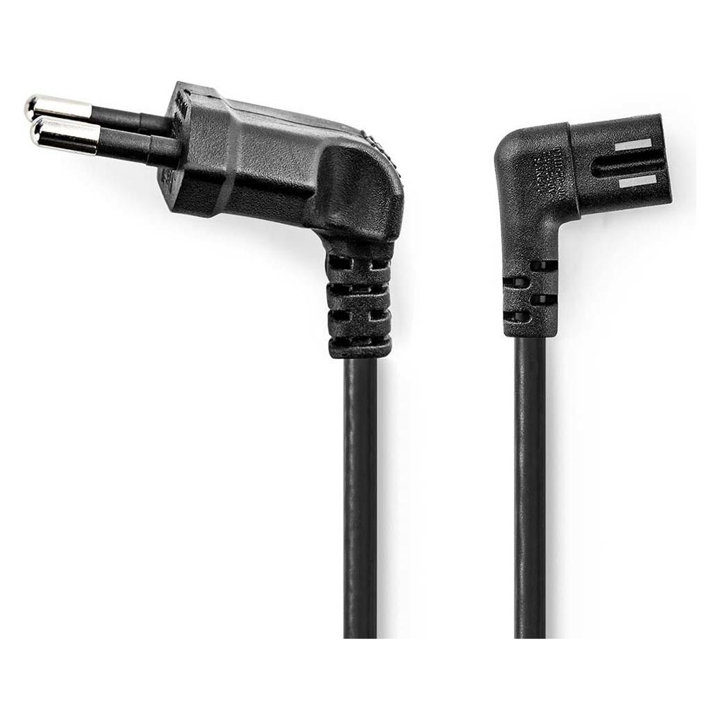Nedis Stromkabel | Euro Männlich | IEC-320-C7 | Abgewinkelt | Links abgewinkelt | Vernickelt | 3.00 (3 m) (CEGL11055BK30)