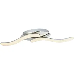 Deckenleuchte Kristalle Wohnzimmerleuchte silber LED Küchenlampe Deckenlampe, Metall Acryl, LED 24W 2800Lm warmweiß, L 75 cm