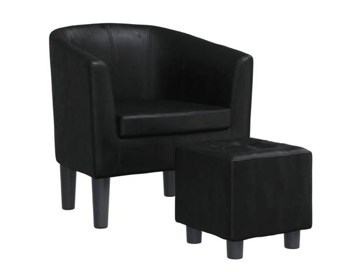 BEST-HOME Fauteuil de qualité (Taille unique)Pour Salon/Séjour - Fauteuil avec repose-pied noir similicuir 1parcel9166