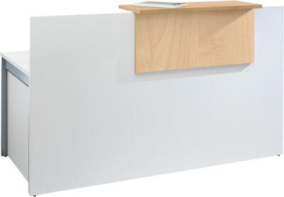 Empfangstheke Come-In, 1 Ablage, gerade, Breite 1600 mm, weiß/Ahorn-Dekor