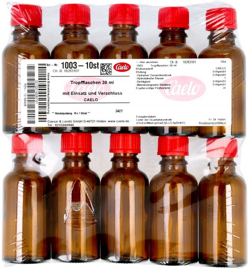 Tropfflasche 30 Ml Braun M.einsatz+verschluss