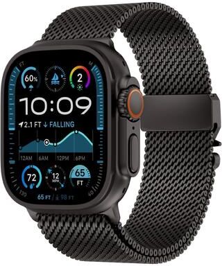 Everyday Crate Stainless Steel Apple Watch Milanese Band With Metal Clasp Adjustable Mesh Replacement Strap black