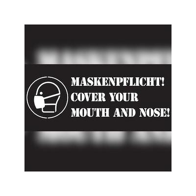 Aufkleber Sprühschablone, Maskenpflicht, mit Symbol - 550 x 250 x 2 mm Folie selbstklebend