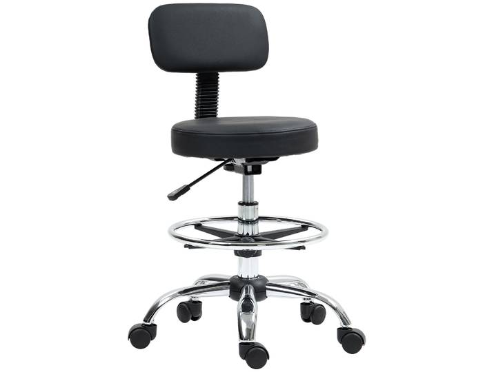 HOMCOM ergonomische bureaustoel, Hoogteverstelbaar, verstelbare Voetensteun, 360° Draaibaar, Makkelijk reinigbaar, 52x52x78-92 cm, Zwart Aosom.nl