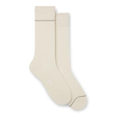 Businesssocken BOSS "2P RS Light rib CC", Herren, Gr. 39-42, Sockengröße, beige (open weiß 118), Baumwollmischung, unifarben, elastisch, Socken