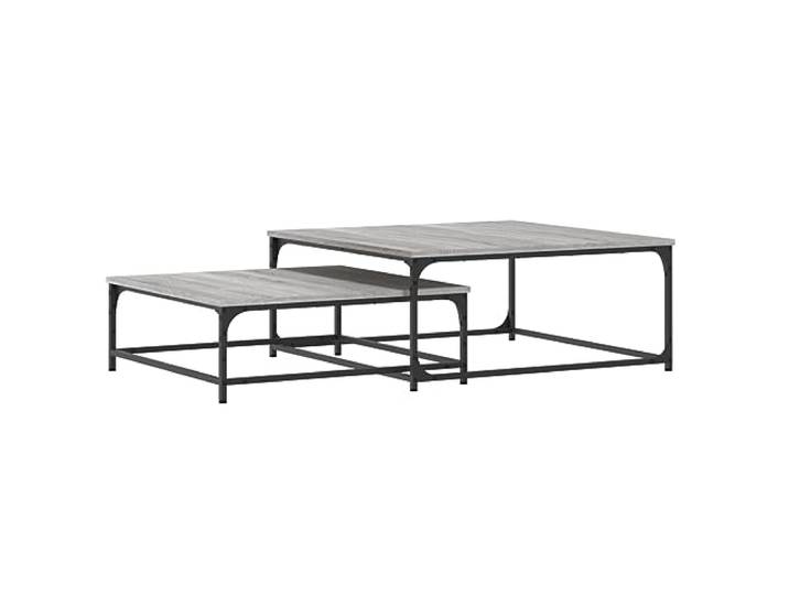 Roanoer Satztische 2er Set Couchtisch Grau Sonoma Holzwerkstoff Metall Platzsparende Ineinander-Stellfunktion fuer Wohnzimmer und Buero mit robuster Tischplatte in edler Grau Sonoma Optik.