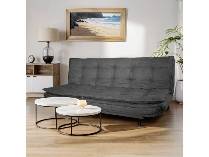 Schlafsofa Bocto Grau/Graphit Microfaser 194 x 90 x 100cm mit Schlaffunktion Modern
