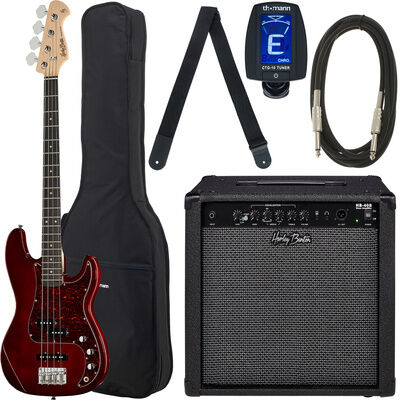 Harley Benton PJ-4 HTR Deluxe Series Set 2 Hot Rod Trans Rot Hochglanz