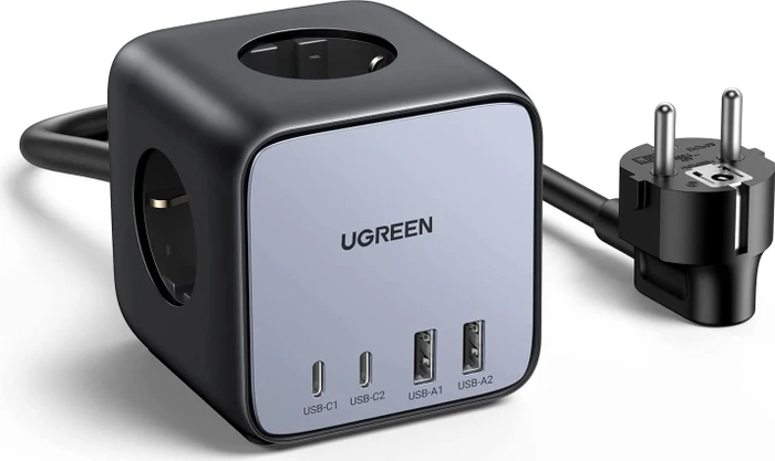 Ugreen DigiNest Cube Power Strip (3 AC outlets + 65W 2A2C) EU Black