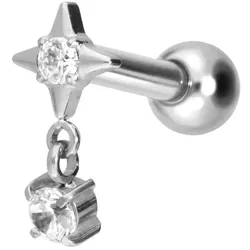 Titan Ohrpiercing mit Innengewinde STERN + KRISTALL