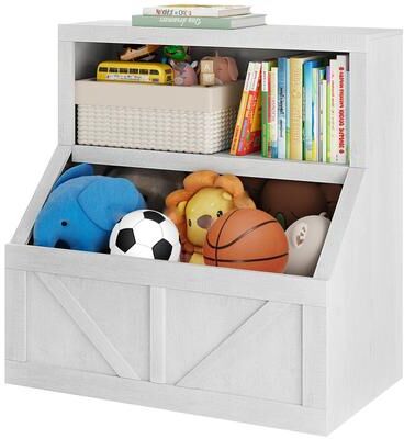 Garvee Bookshelf and Toy Storage, 2 Tier Toy Organizer with Storage Cabinet for Playroom, Bedroom, Living Room, Classroom