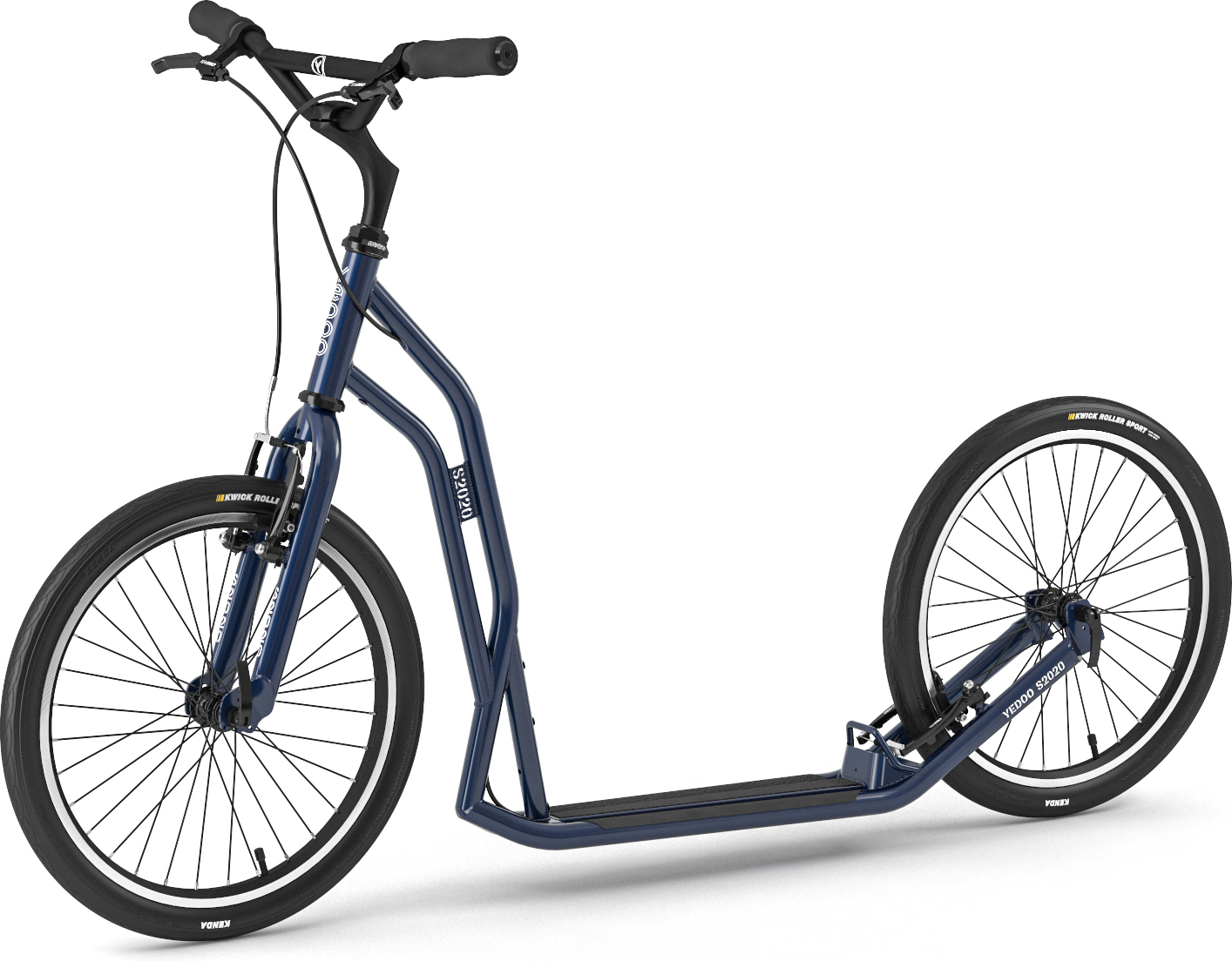 Yedoo S2020 Roller Scooter Tretroller - für Erwachsene und Teenager, bis 150 kg, mit Luftreifen 20/20 und verstellbarem Lenker Blau