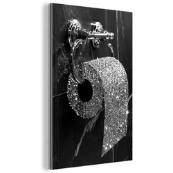 METALLBILD WC - Toilettenpapier - Schwarz und weiß - Glitter 20x30 cm