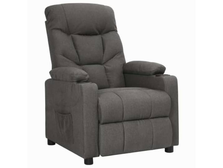 Fisinber Relaxsessel mit Liegefunktion Manuell Verstellbar Dunkelgrau Ergonomische 3-Stufen Ruheposition für das Wohnzimmer, weich gepolstert mit pflegeleichtem Textilbezug zum Lesen.