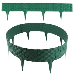 Rasenkante Rattanoptik I Grün I 8x80 cm Module I Kunststoff Beeteinfassung für B...