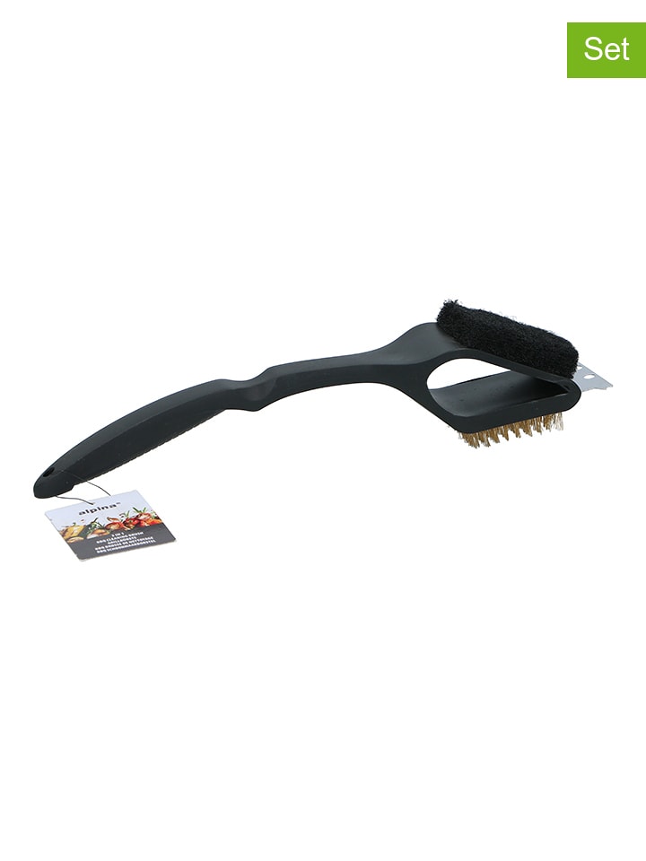 Alpina 2er-Set: 3in1-Grillreinigungsbürsten in Schwarz - (L)37,5 cm - onesize