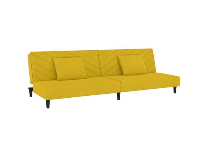 Makastle SchlafSofa Couch 2 Sitzer mit 2 Kissen Gelb Samt