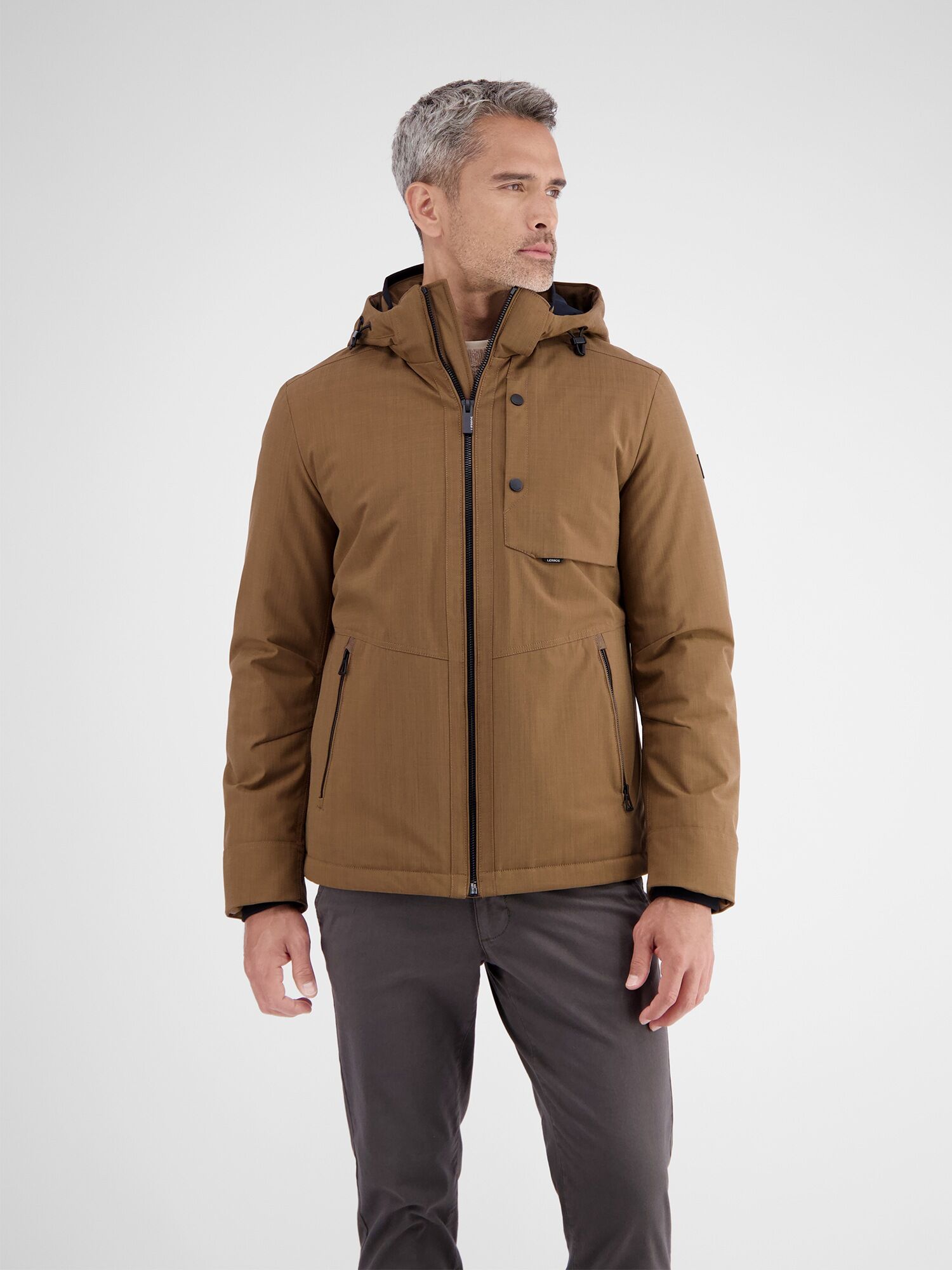 Outdoorjacke LERROS "Herren Blouson in Stukturoptik", Herren, Gr. S, braun (sepia), 100% Polyester, Jacken Outdoorjacke sepia S