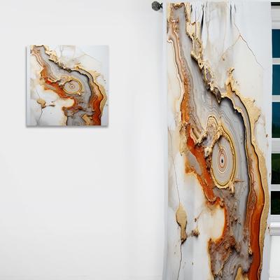 DESIGN ART "Designart ""Beige And Orange Minimalism Stone Geode"" Stone Geode Curtain - Room Darkening No Pattern Curtain - 1 Panel"