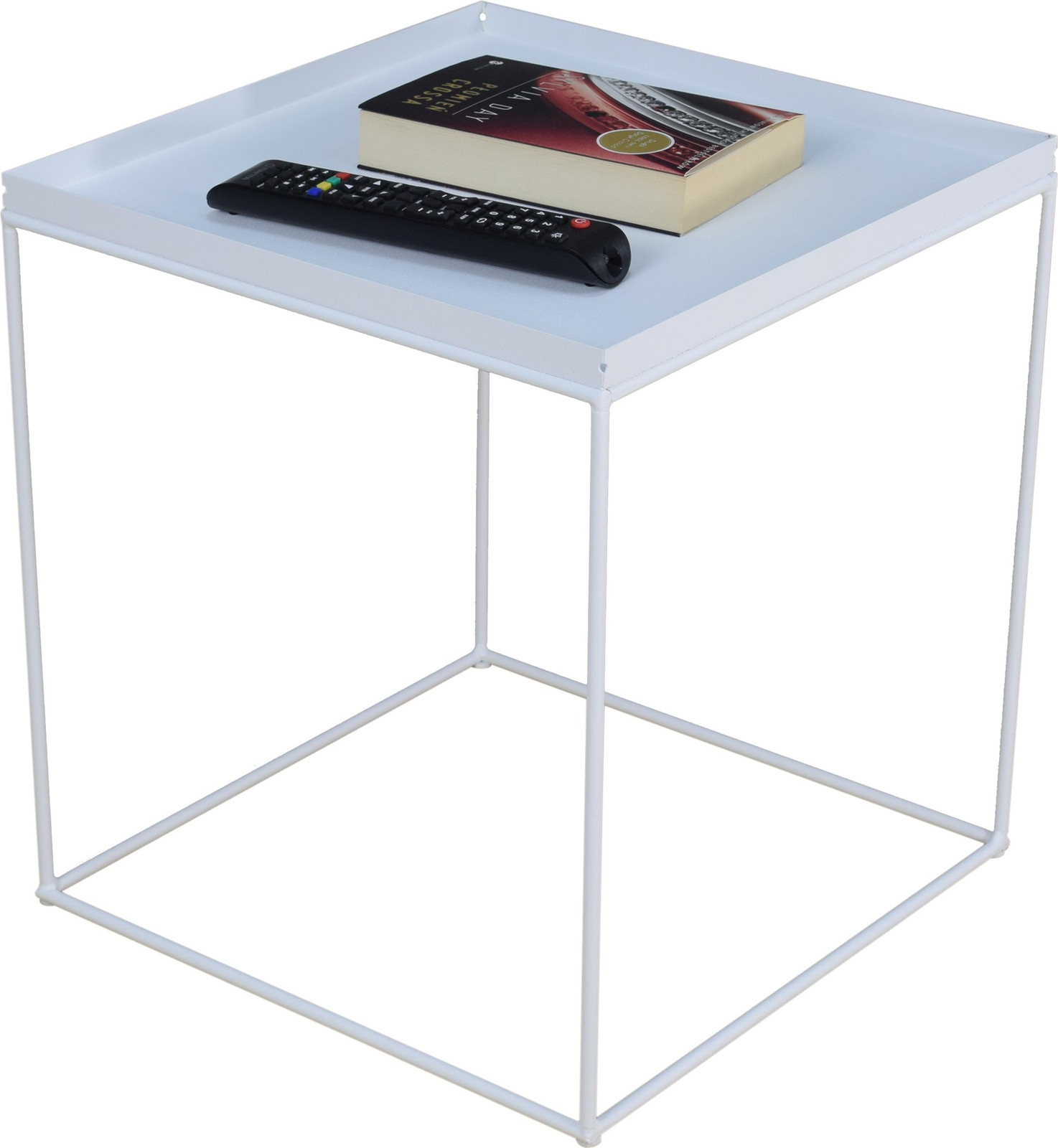 FutuStal Kwadratte salontafel van metaal, mat wit, B/D/H: 40 x 40 x 43 cm