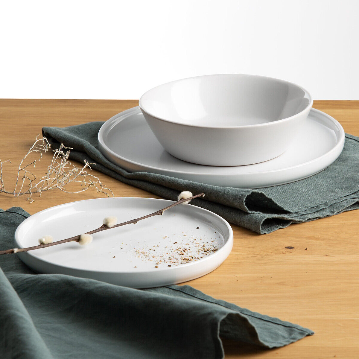 LA REDOUTE INTERIEURS Lot 4 assiettes plates en grès ELINOR