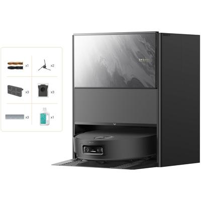 DREAME Nass-Trocken-Saugroboter "Aqua10 Ultra Track Complete", schwarz, B:42cm H:50cm T:44cm, Saugroboter, Warmwasser-Wischsystem, überwindet Hindernisse, 25.000 Pa Saugkraft