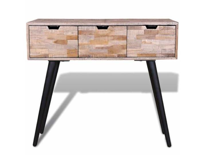 GPUTYGHN Konsolentisch mit 3 Schubladen Altholz Teak Massivholz Tischplatte, recyceltes Altholz, handgefertigt, Vintage-Stil, Flur, Wohnzimmer, Sideboard