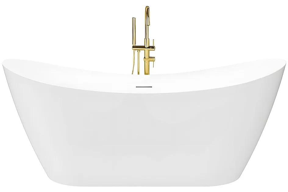 Freistehende Badewanne Rea Ferrano Slim 170 Mit Gebürsteter Goldsteckerkappe Weiß