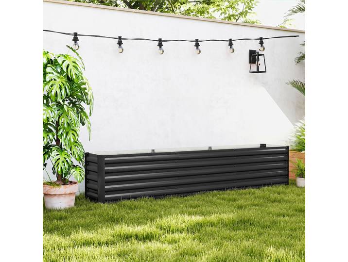 Outsunny Carré Potager Surélevé Acier 240x40x45cm Gris Foncé