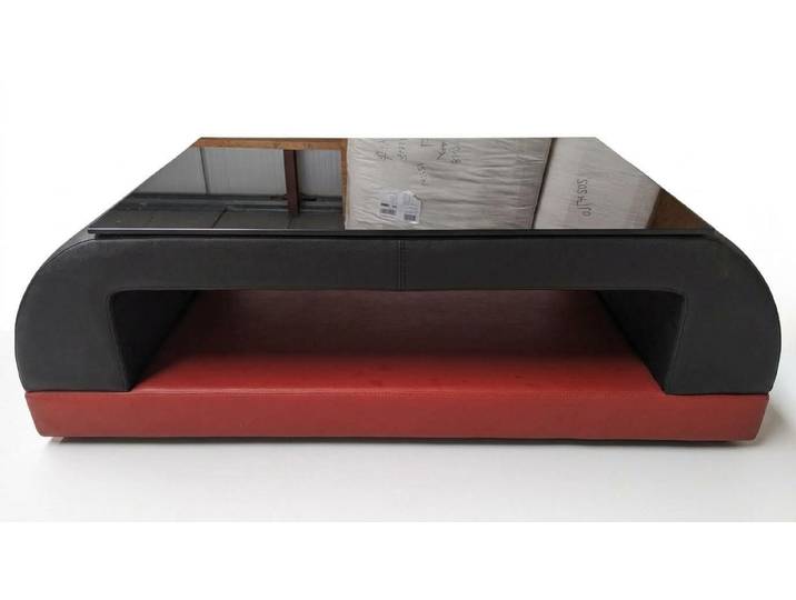 JVmoebel Couchtisch Moderner Schwarzer Couchtisch Kunstleder Glas Wohnzimmer Luxus Design (1-St., 1-tlg)