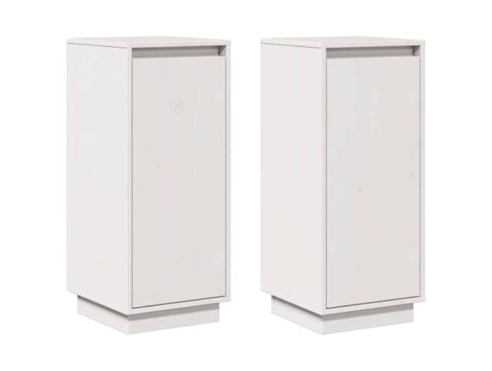 Kaorsrow 2 STK. Sideboard Weiß 31,5x34x75 cm Massives Kiefernholz Schrank Kompakte Holzbeistellschränke mit Türen für Wohnzimmer und Flur, stabile Oberplatte für Dekoration, inklusive 2 Kommoden.