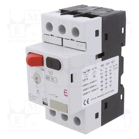 Eti Polam Motorschalter 3P 0,25 kW 0,63-1 A MS18-0,63-1,0 A - 004600344 (004600344)